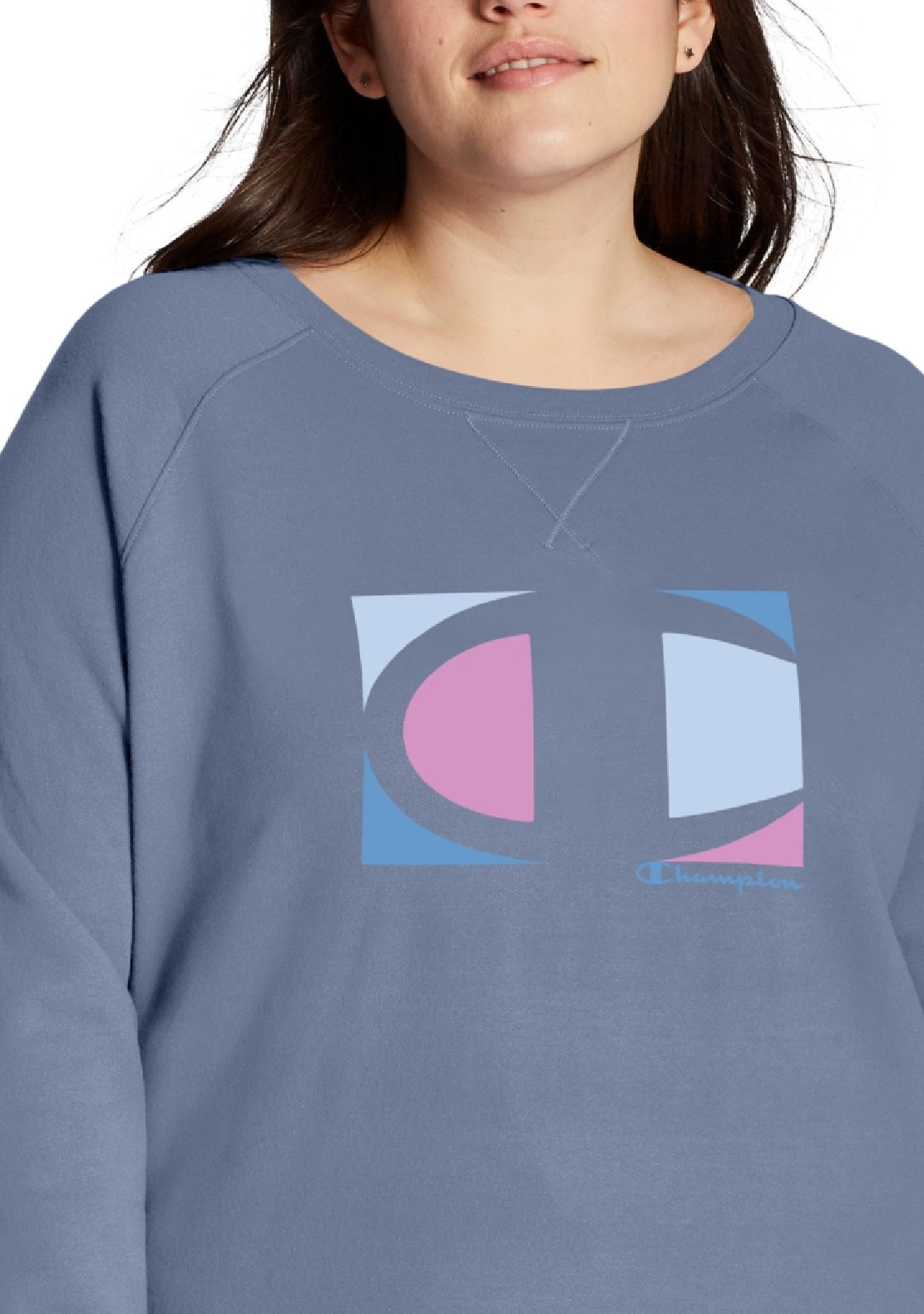 Champion Women's Logo Print Sweatshirt Blue Size 3X