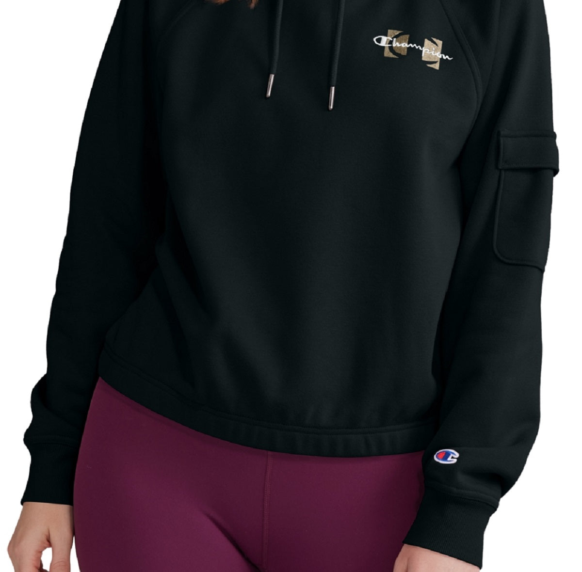 Champion Women's Campus Zip Neck Sweatshirt Black Size Large
