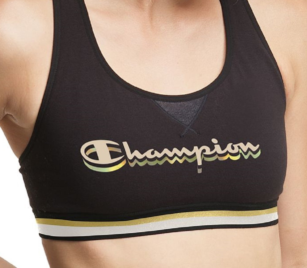 Champion Women's Medium Impact Logo Sports Bra Black Size X-Small