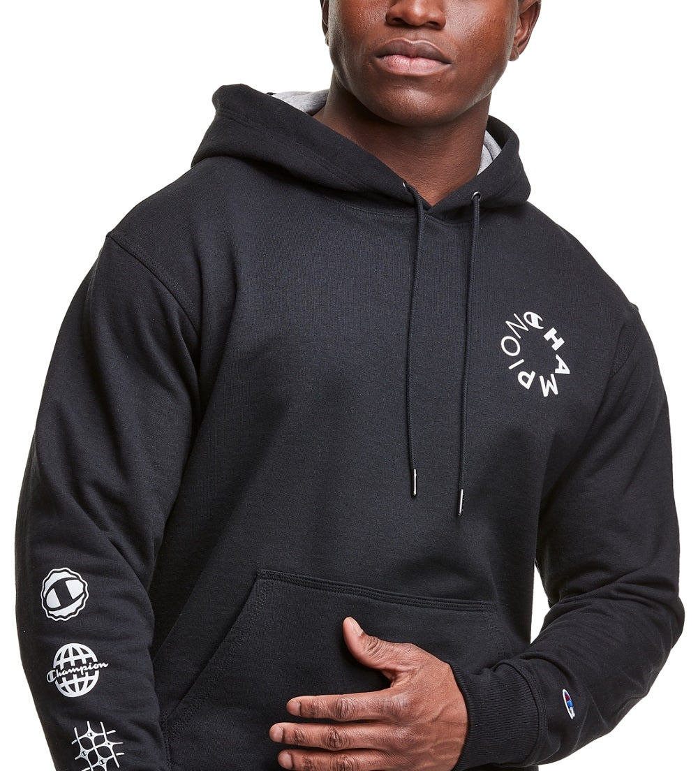 Champion Men's Powerblend Graphic Hoodie Black Size XX-Large