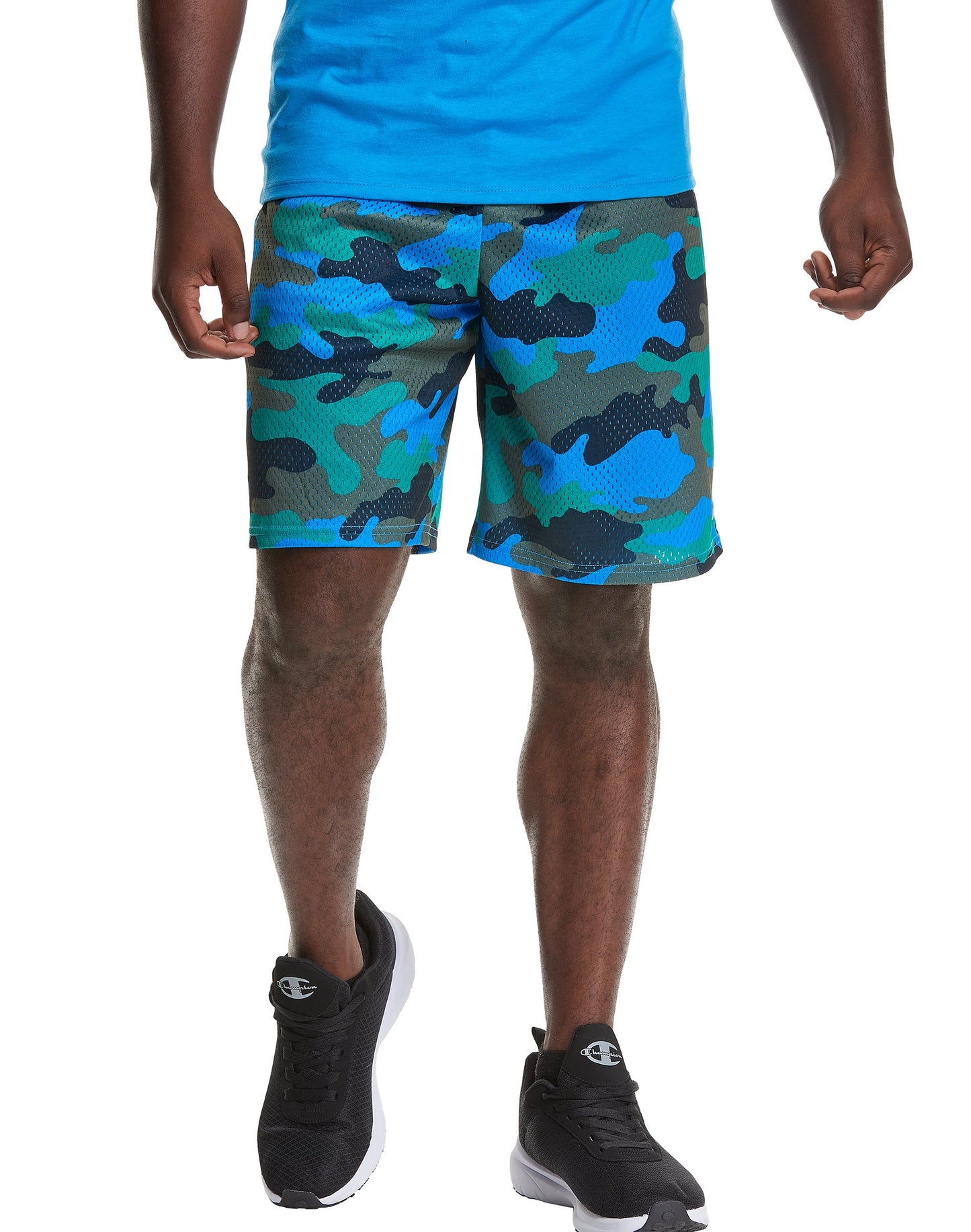 Champion Men's Mesh Print Shorts Blue Size Medium