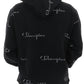 Champion Men's All Over Logo Hoodie Black Size X-Large