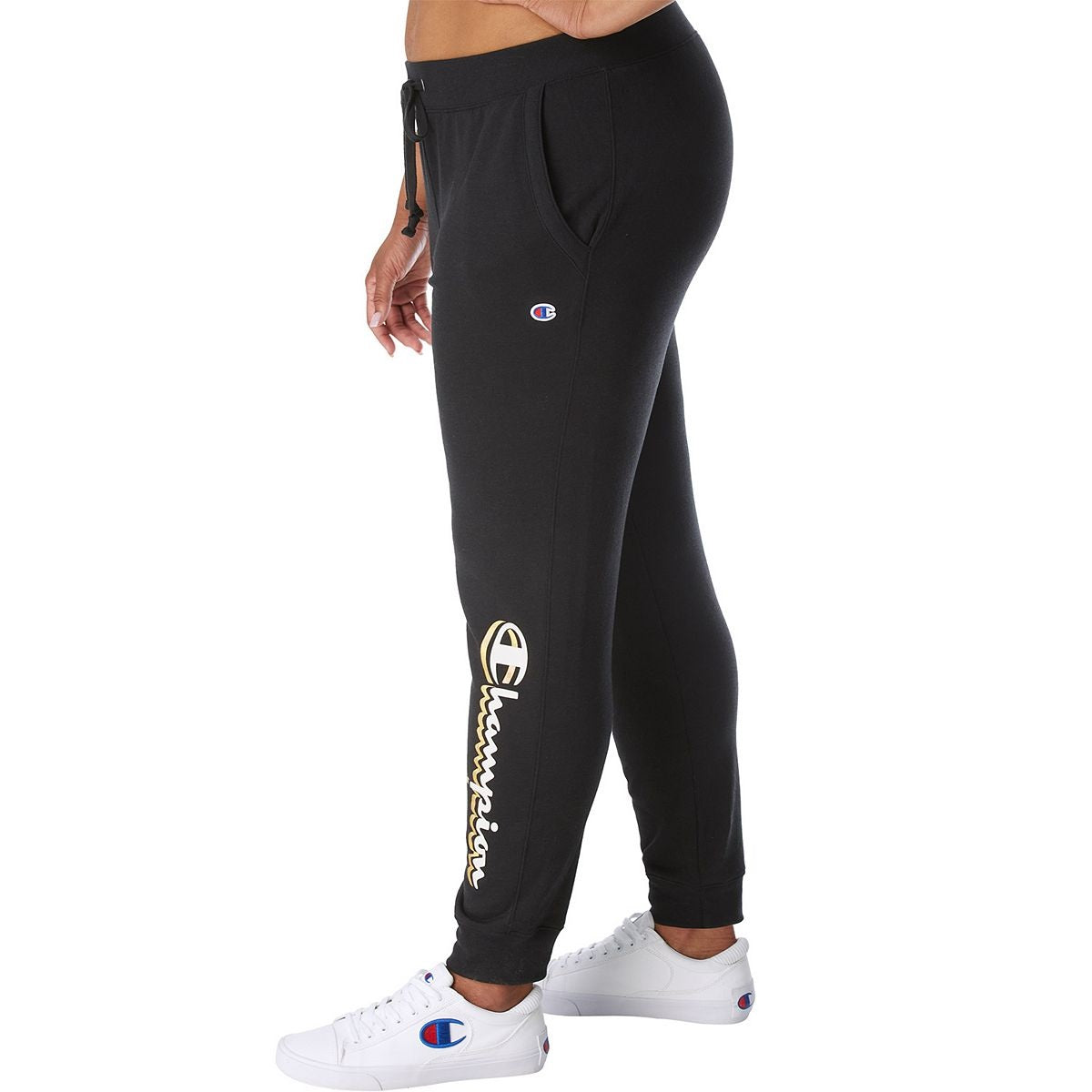 Champion Women's Powerblend Graphic Jogger Pants Black Size 1X