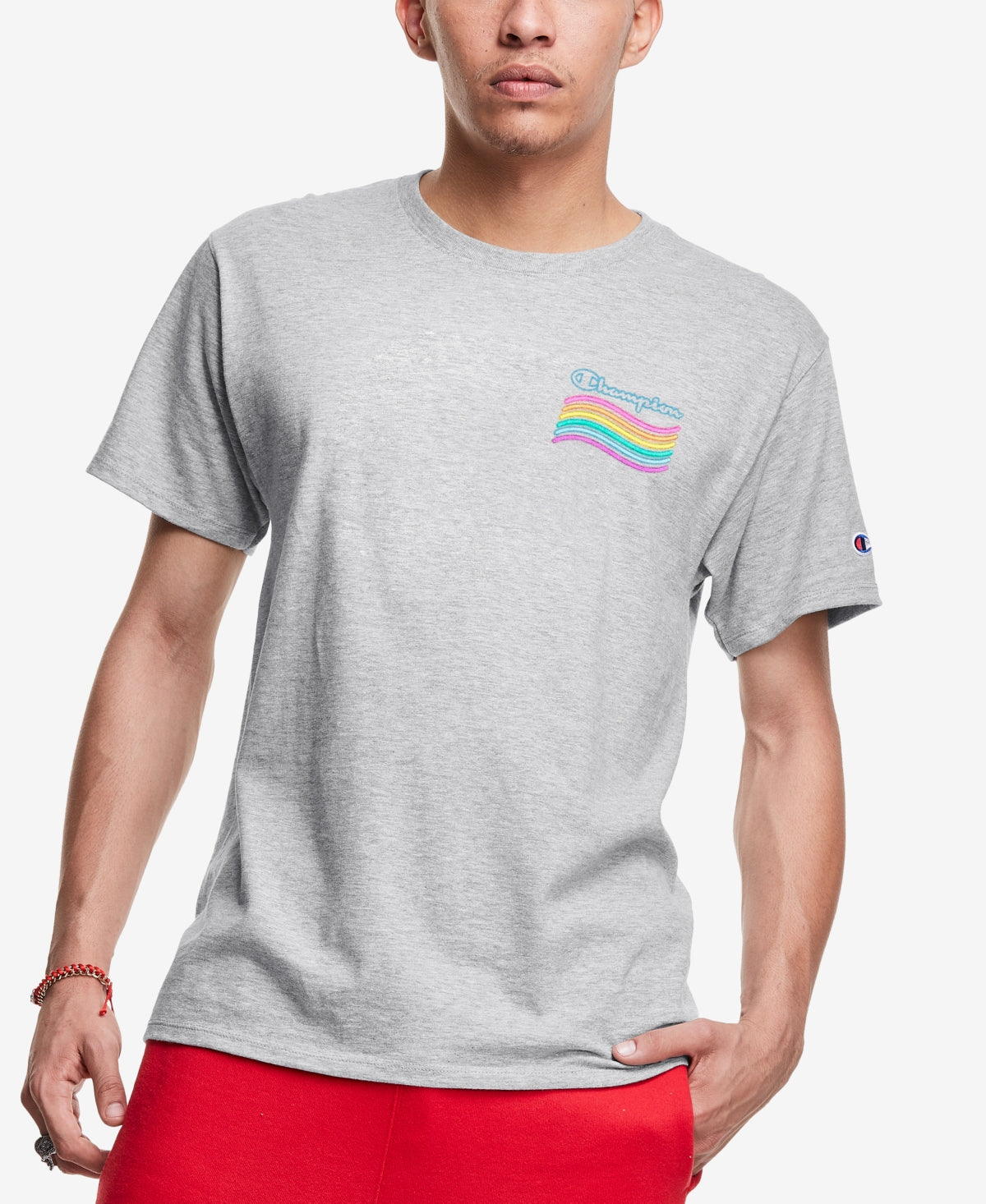 Champion Men's Equal V2 Logo Graphic T-Shirt Gray Size Large