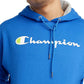 Champion Men's Powerblend Fleece Graphic Script Logo Pullover Hoodie Blue Size Large