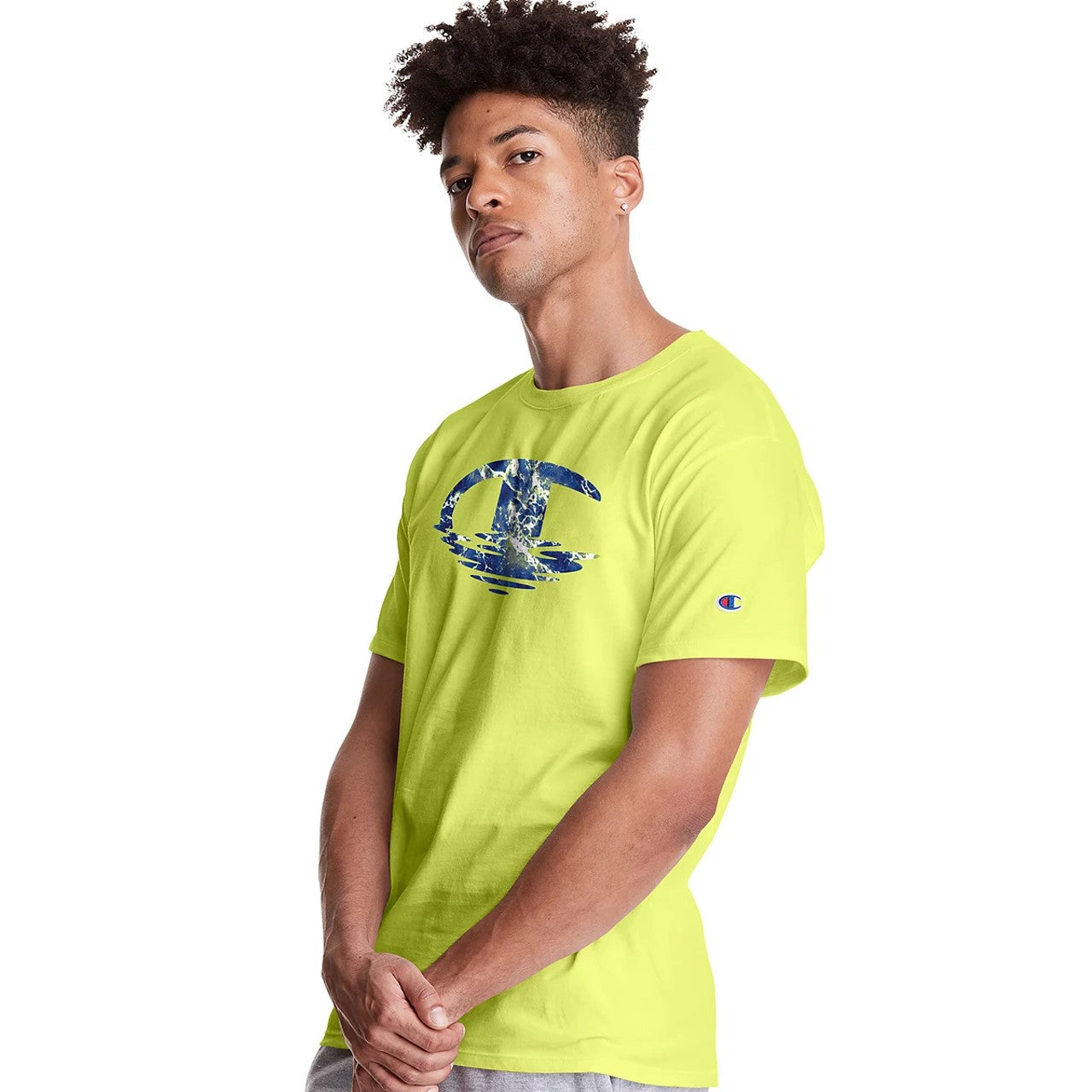 Champion Men's Classic Graphic T-Shirt Green Size Small