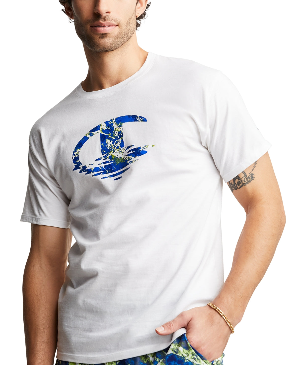 Champion Men's Classic Graphic T-Shirt White Size Small