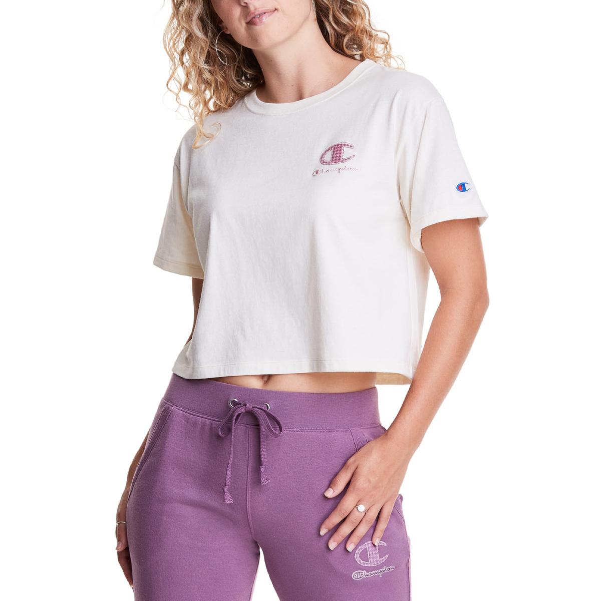 Champion Women's Graphic Floral Cropped Tee Brown Size Medium