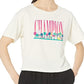 Champion Women's Graphic Floral Cropped Tee Brown Size X-Large