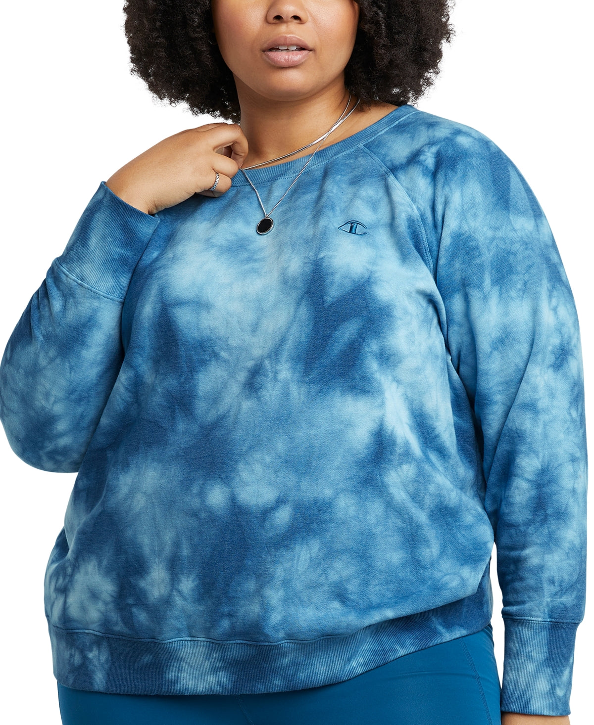 Champion Women's Fleece Ombre Dyed Crewneck Sweatshirt Blue Size 3X