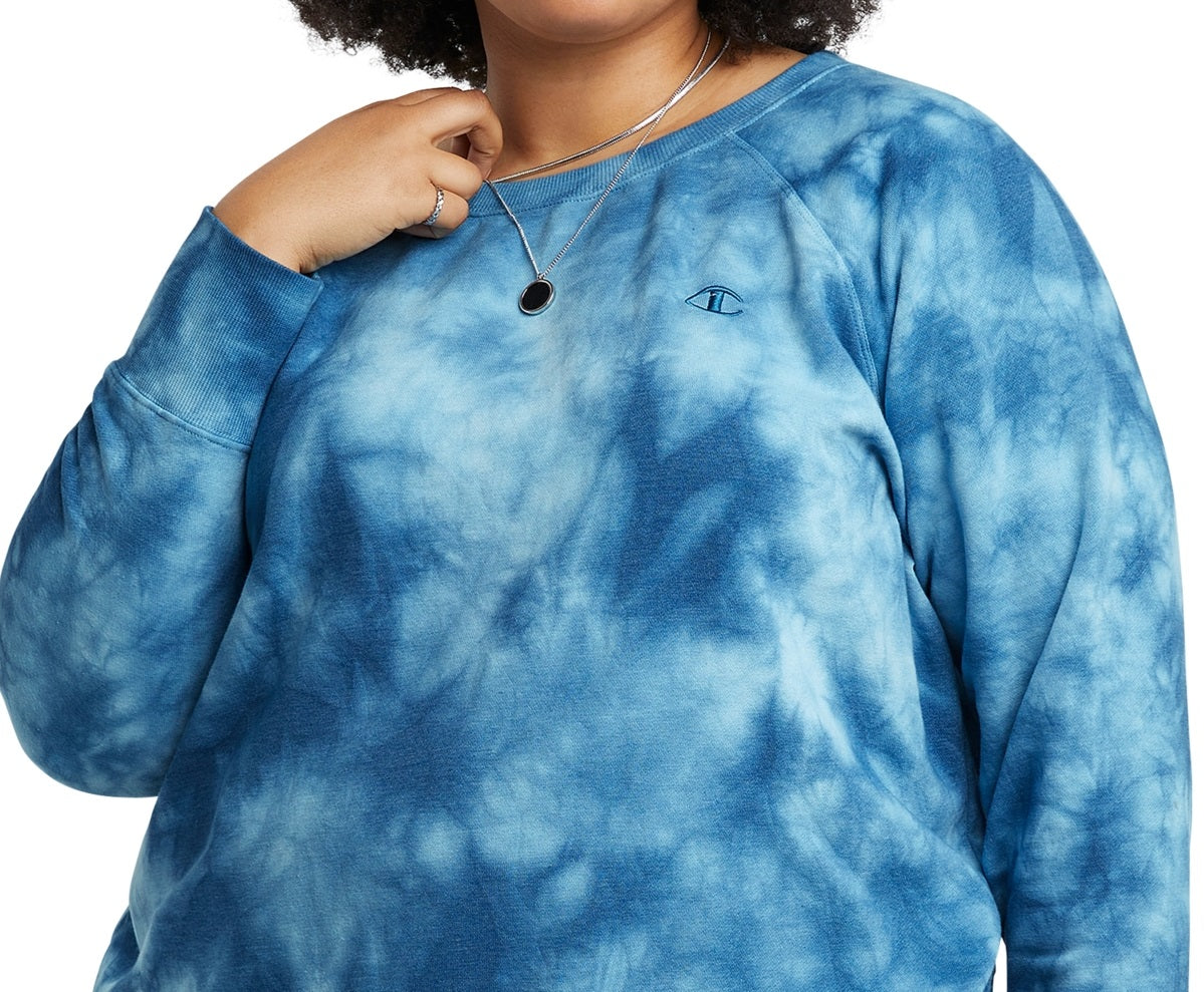 Champion Women's Fleece Ombre Dyed Crewneck Sweatshirt Blue Size 3X