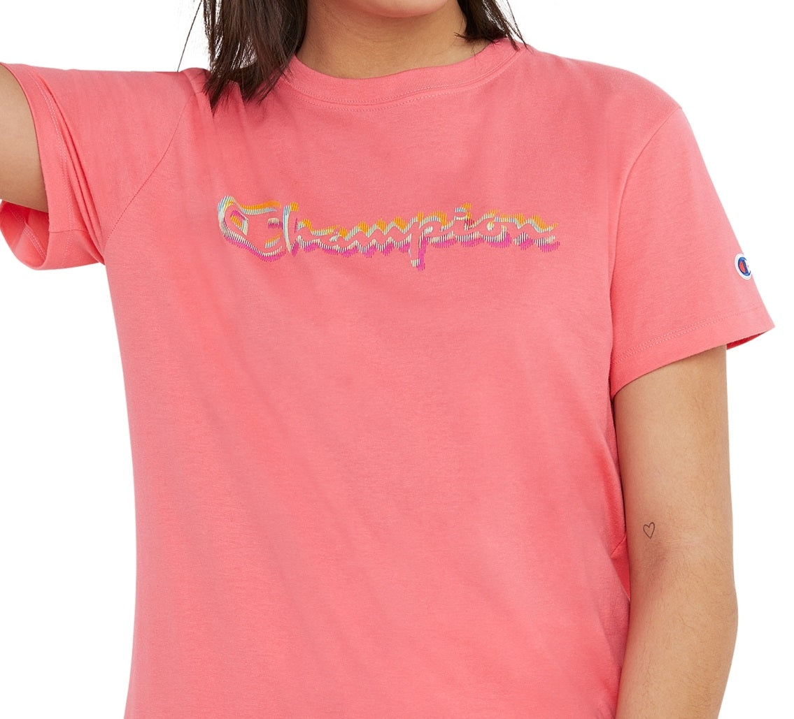 Champion Women's Classic Logo T-Shirt Pink Size X Large
