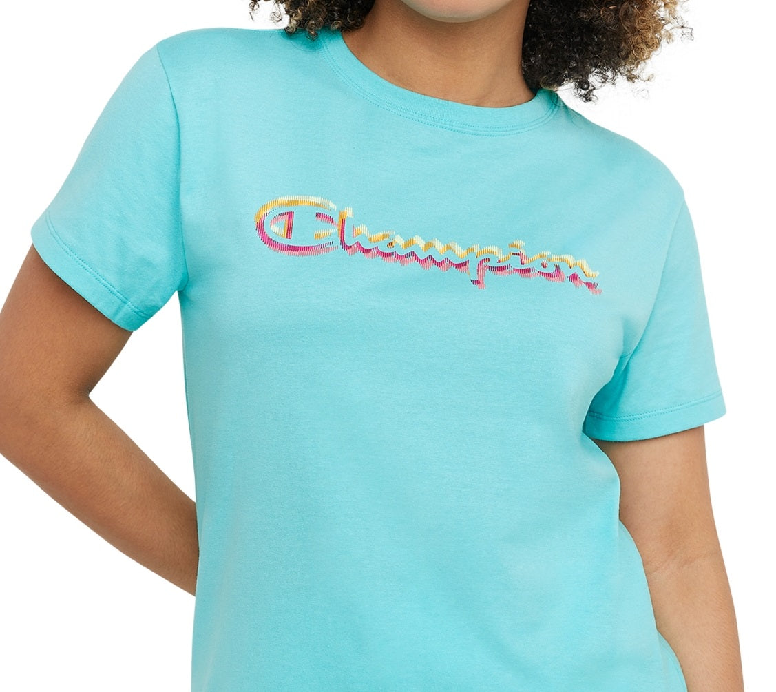 Champion Women's Classic Logo T-Shirt Blue Size X Large