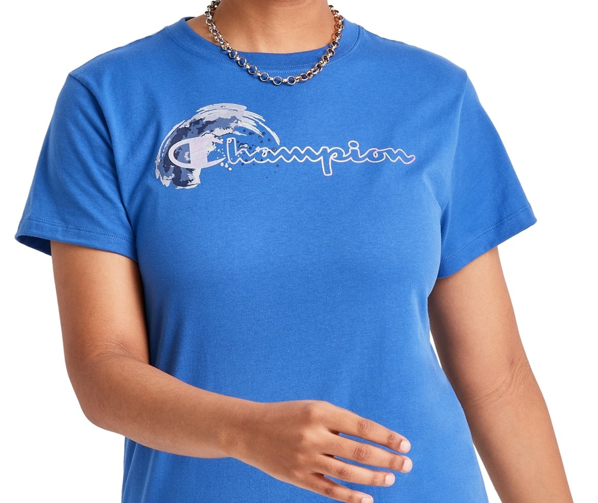 Champion Women's Classic T-Shirt Blue Size Small