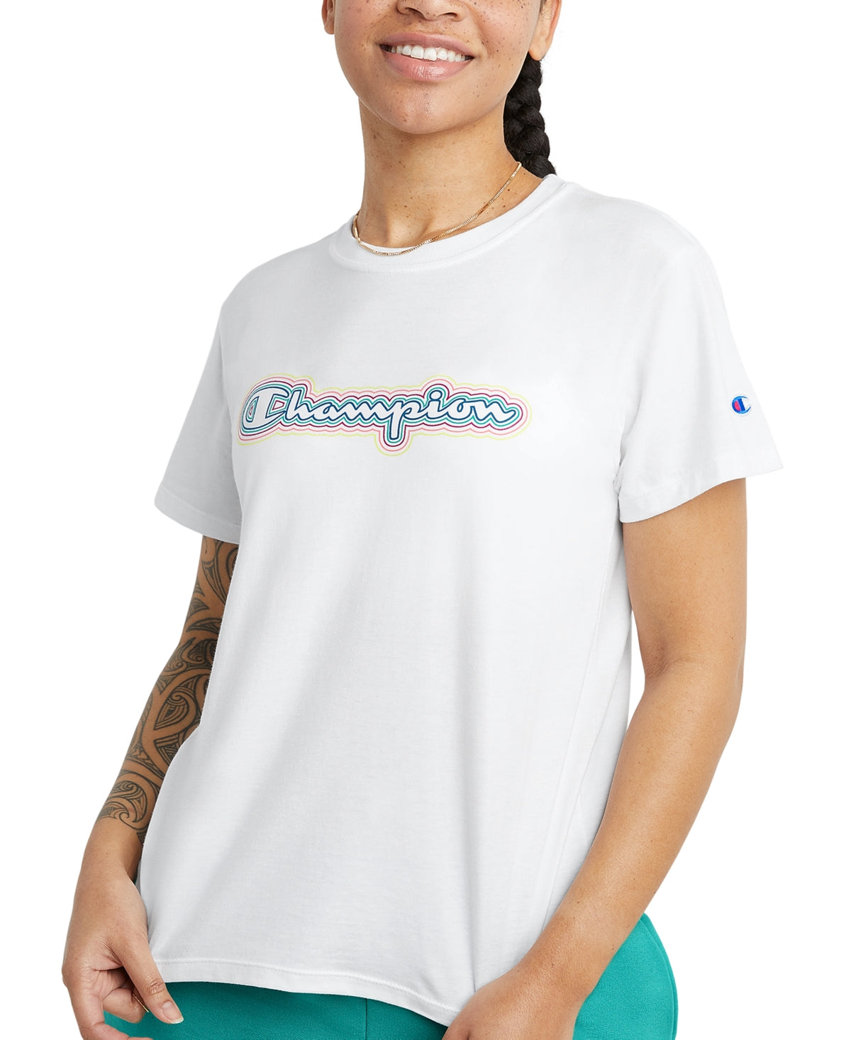 Champion Women's Classic Short Sleeve T-Shirt White Size Large