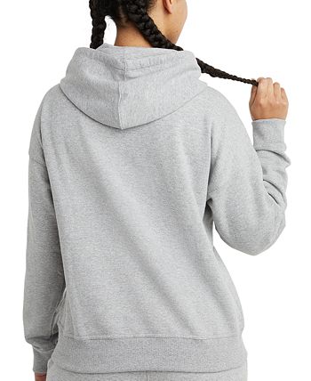 Champion Women's Relaxed Logo Fleece Sweatshirt Hoodie Gray Size Large