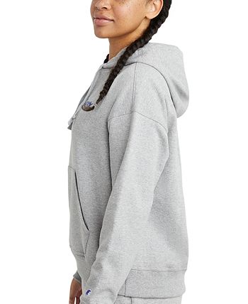 Champion Women's Relaxed Logo Fleece Sweatshirt Hoodie Gray Size Large