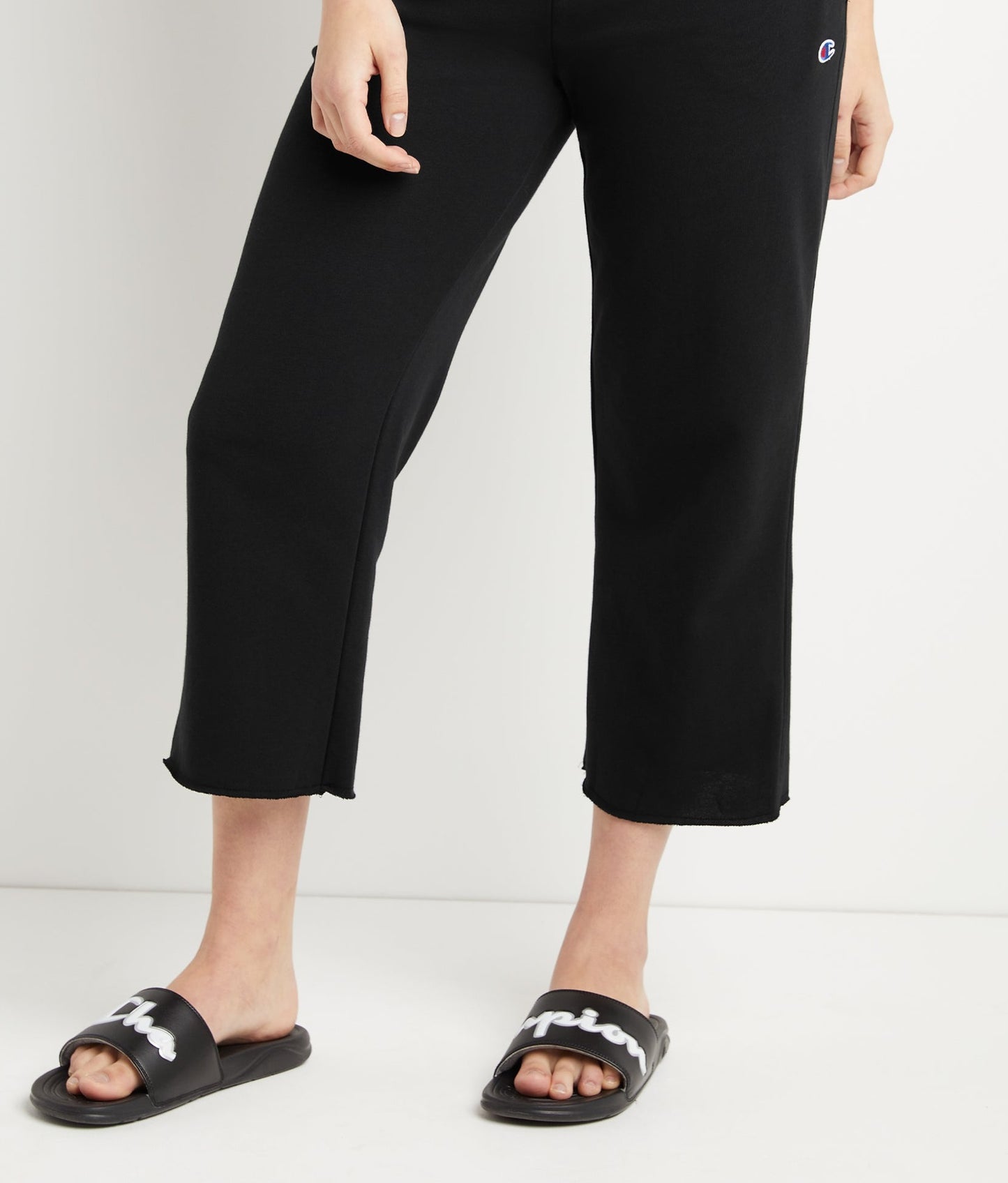 Champion Women's Campus French Terry Wide Leg Crop Black Size XX Large