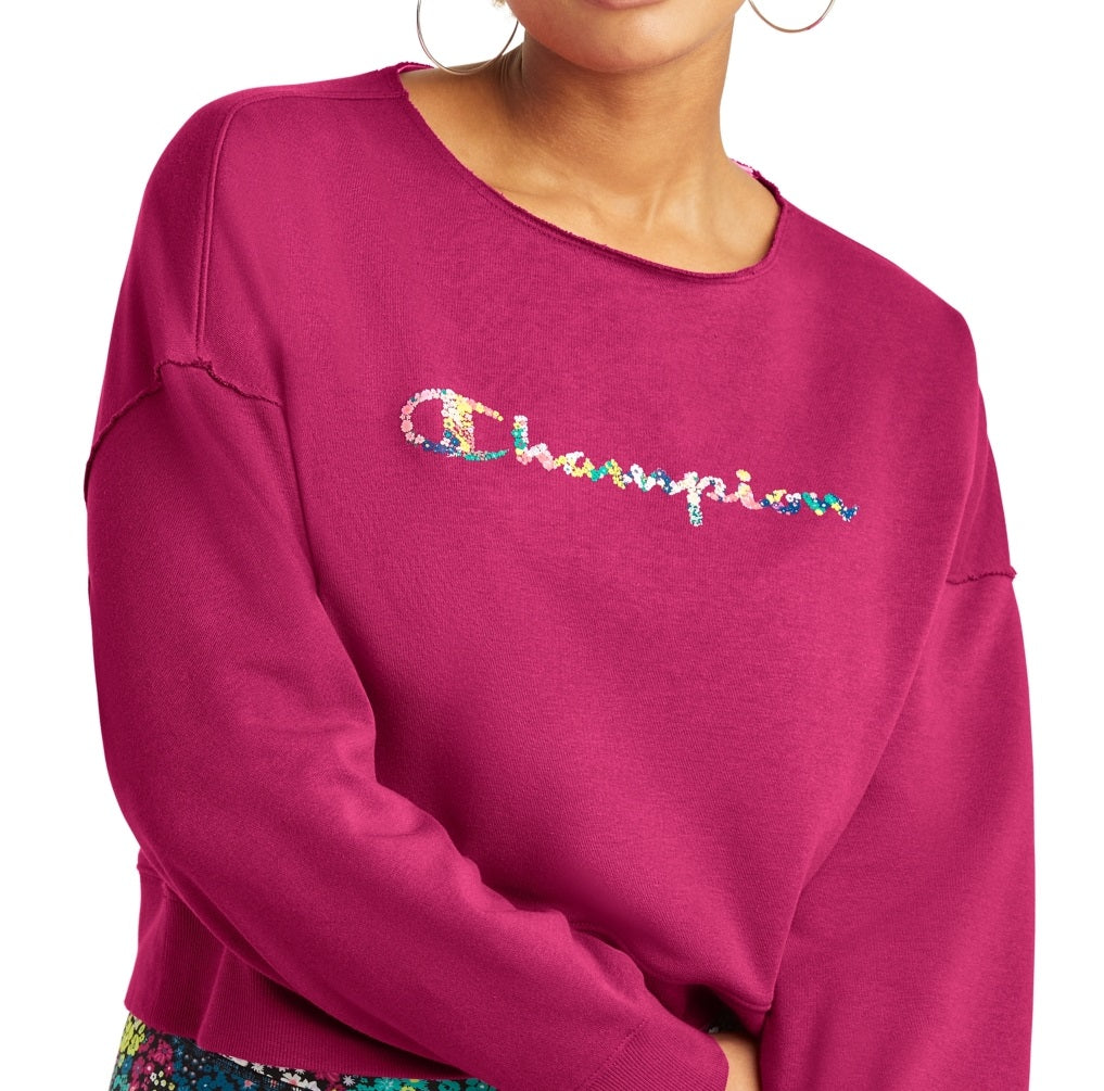 Champion Women's French Terry Logo Sweatshirt Pink Size Medium