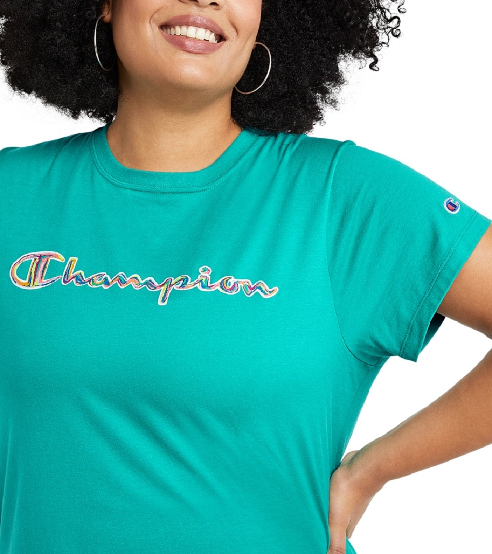 Champion Women's Logo T-Shirt Green Size 3X
