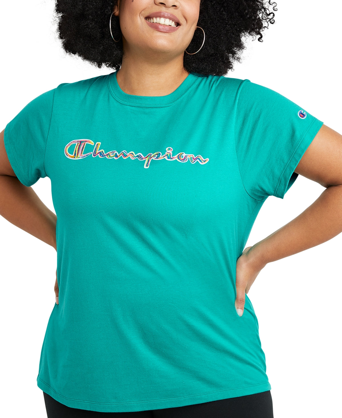 Champion Women's Logo T-Shirt Green Size 3X