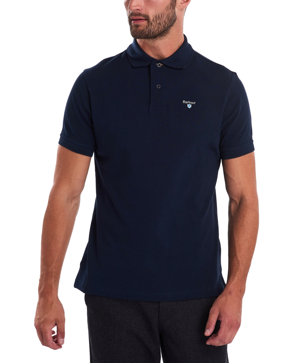 Barbour Men's Tartan Pique Polo Shirt Blue Size Medium