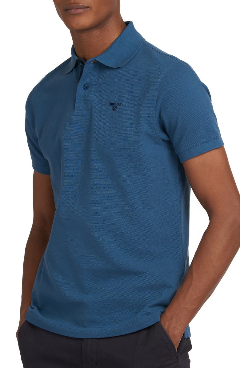 Barbour Men's Tartan Pique Polo Shirt Blue Size Medium