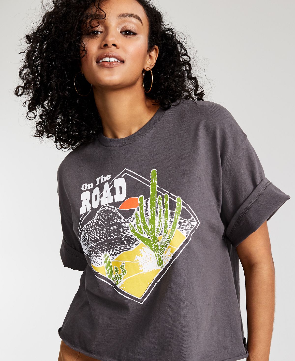 Junk Food Women's Crew Neck T-Shirt Gray Size Small