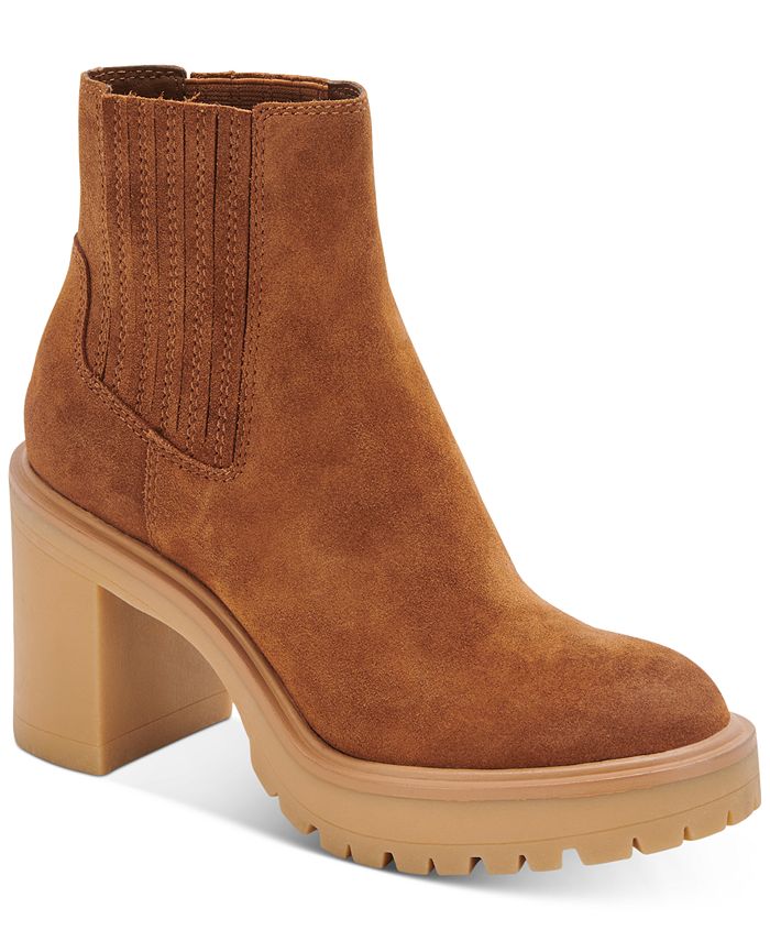 Dolce Vita Women's Caster H2o Waterproof Block Heel Bootie Brown Size 9 M