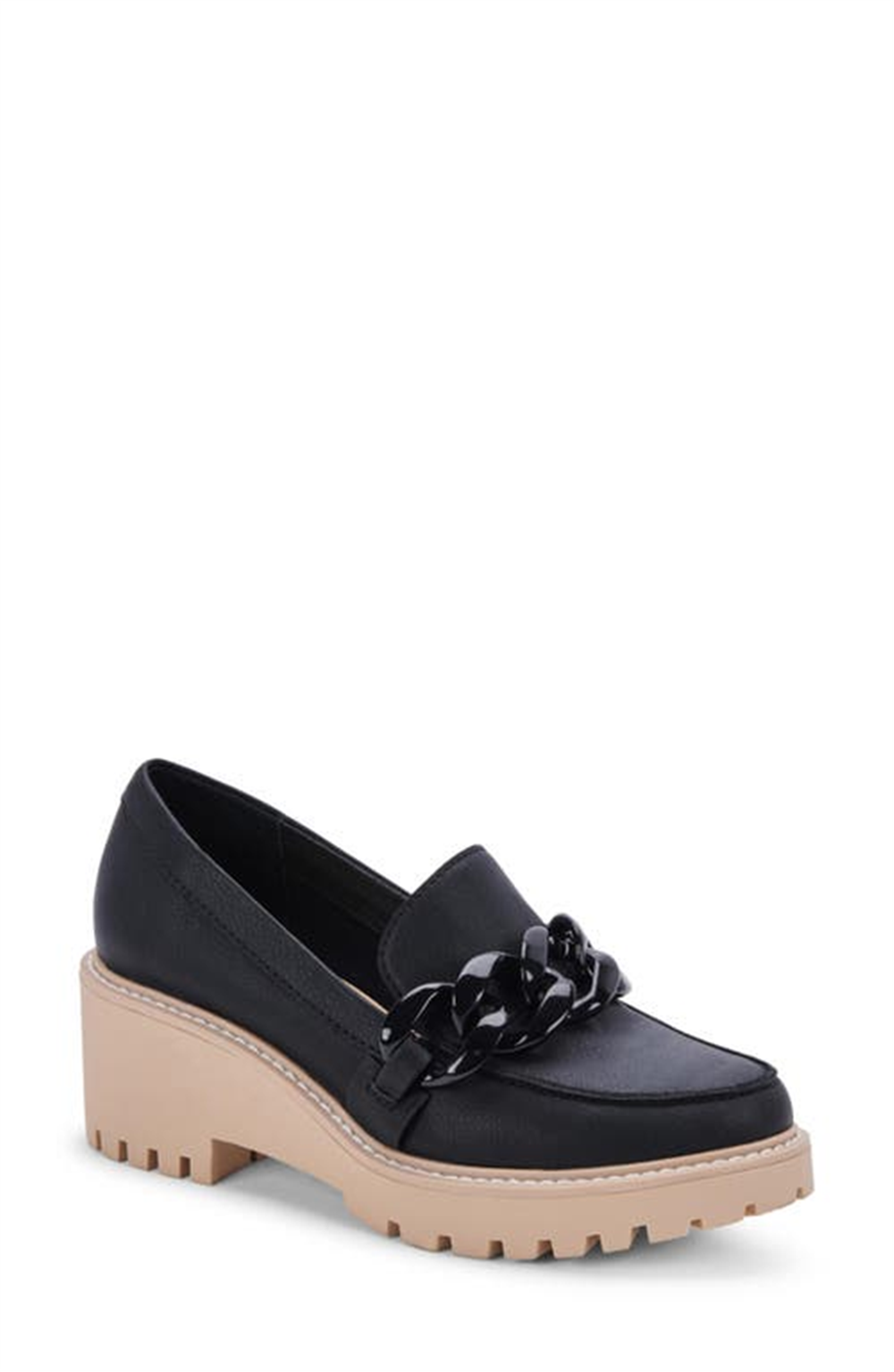 Dolce Vita Haris Platform Loafer in Black Leather Size 9