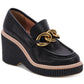 Dolce Vita Women's Brenan Platform Loafer Leather Black Size 7.5 M