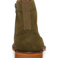 Steve Madden Men's Brogue Detailing Lace Up Front Heel Pull Tab Padded Remppr Wingtip Toe Block Heel Zip-Up Boots Green
