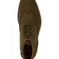 Steve Madden Men's Brogue Detailing Lace Up Front Heel Pull Tab Padded Remppr Wingtip Toe Block Heel Zip-Up Boots Green