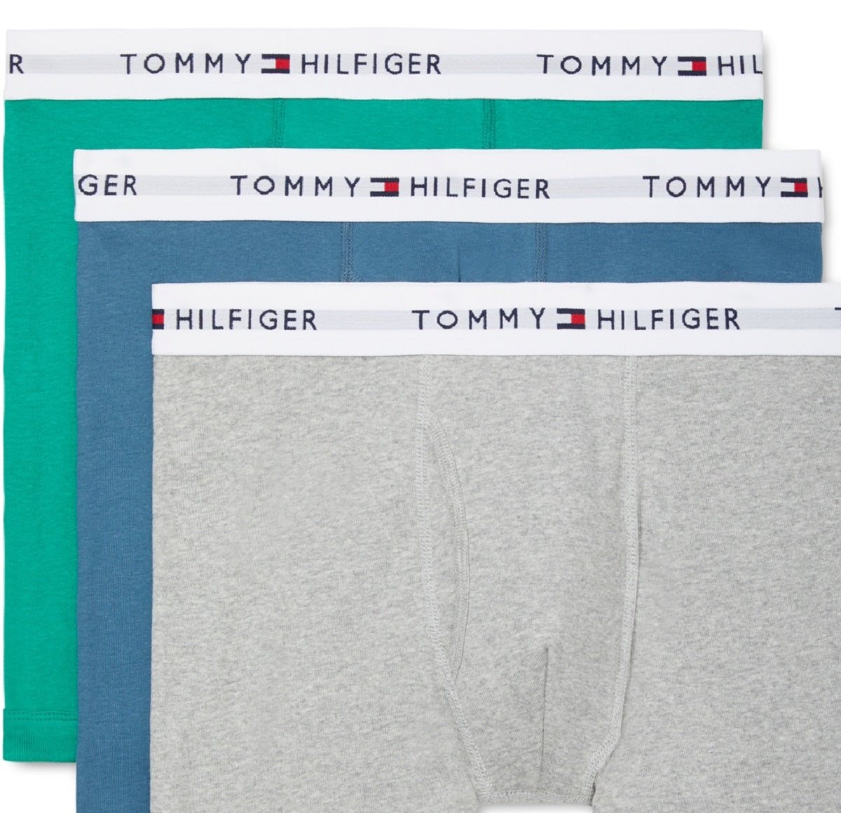 Tommy Hilfiger Men's 3 Pk Classic Cotton Boxer Briefs Green Size Large