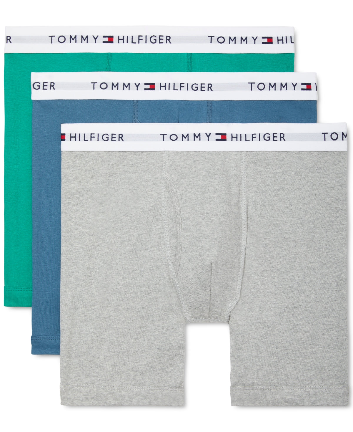 Tommy Hilfiger Men's 3 Pk Classic Cotton Boxer Briefs Green Size Large