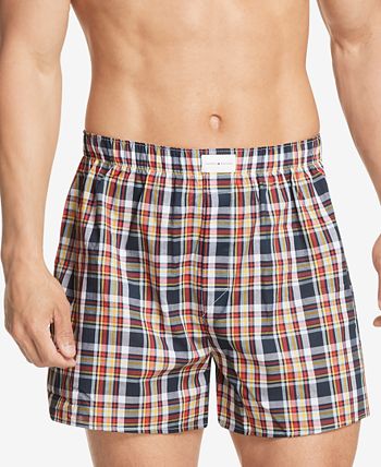 Tommy Hilfiger Men's 3 Pk Classic Printed Cotton Poplin Boxers Blue Size XXL