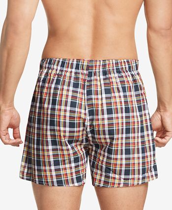 Tommy Hilfiger Men's 3 Pk Classic Printed Cotton Poplin Boxers Blue Size XXL