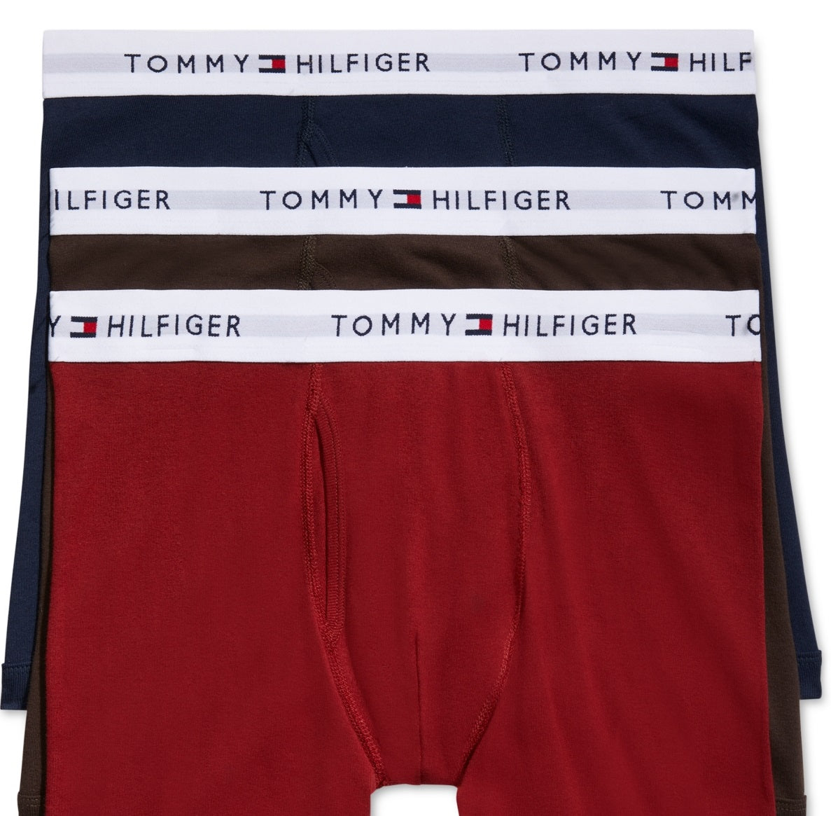 Tommy Hilfiger Men's 3 Pk Classic Cotton Boxer Briefs Red Size Medium