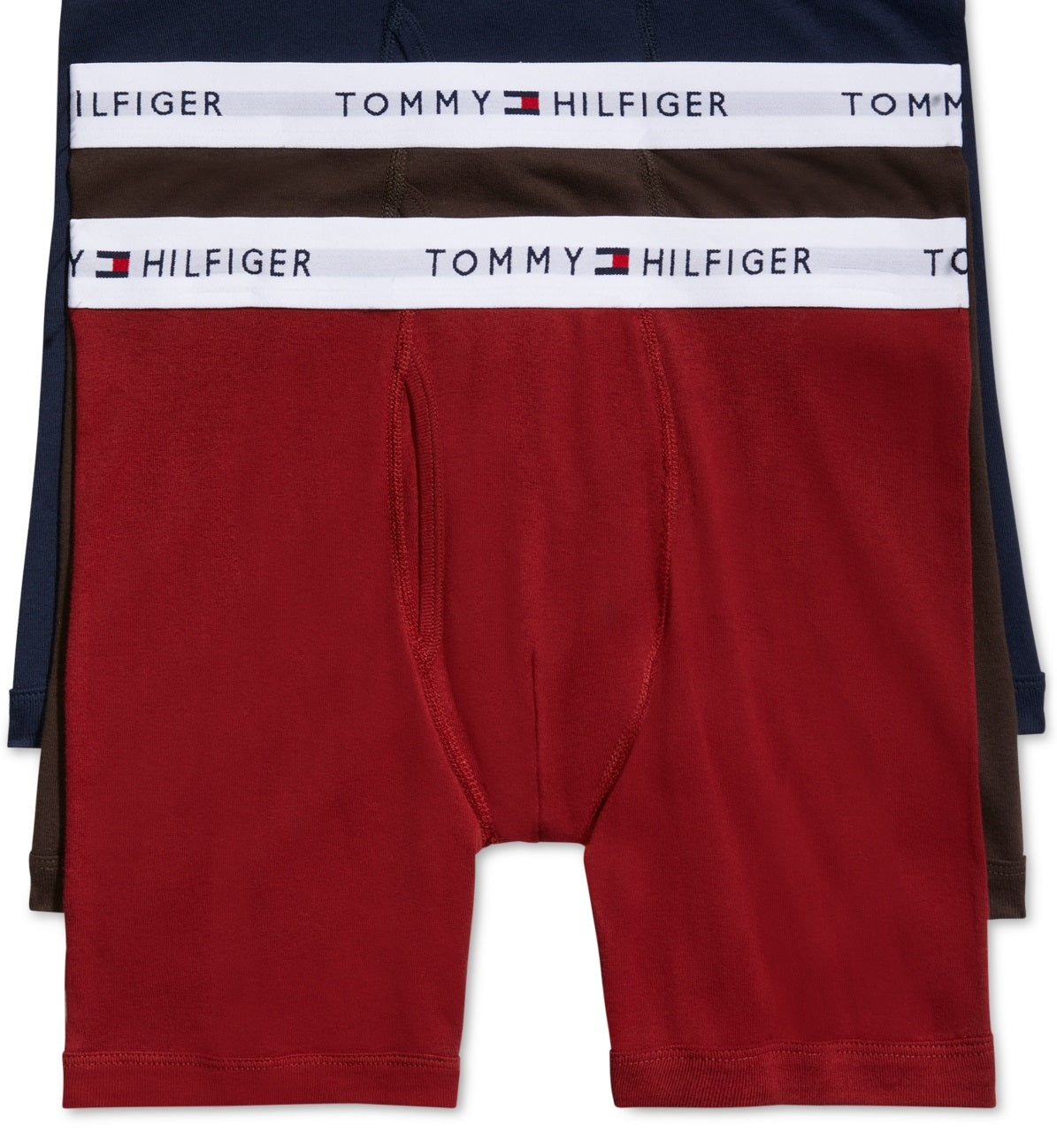 Tommy Hilfiger Men's 3 Pk Classic Cotton Boxer Briefs Red Size Medium