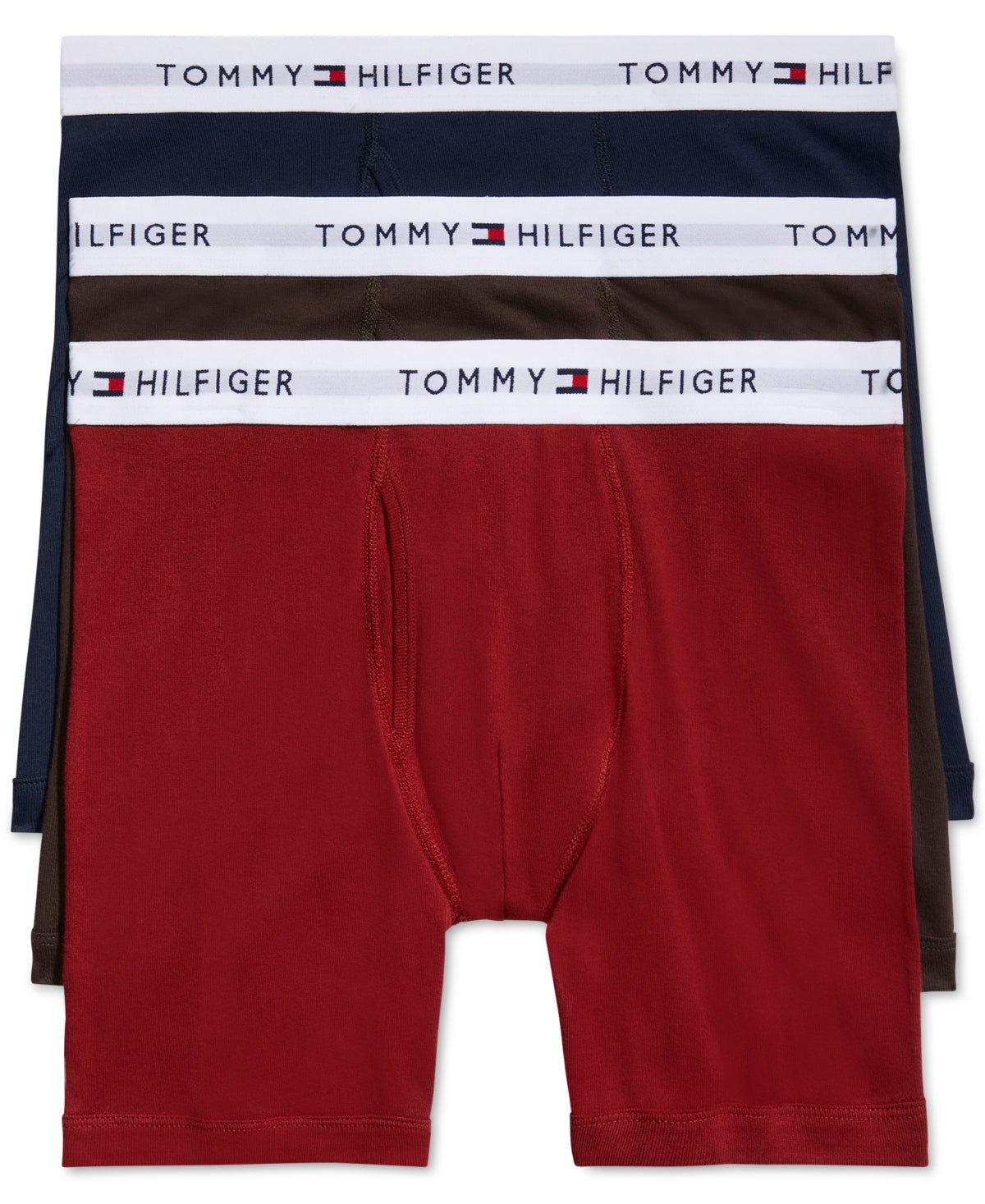 Tommy Hilfiger Men's 3 Pk Classic Cotton Boxer Briefs Red Size Medium