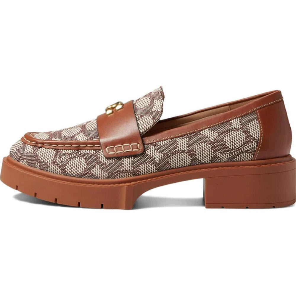 Coach Women's Leah Textured Jacquard Loafer Brown Size 5.5 B