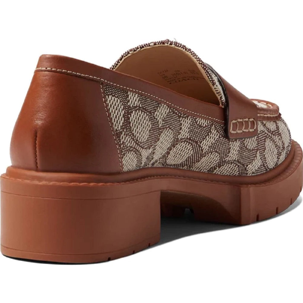 Coach Women's Leah Textured Jacquard Loafer Brown Size 5.5 B