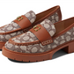 Coach Women's Leah Textured Jacquard Loafer Brown Size 5.5 B