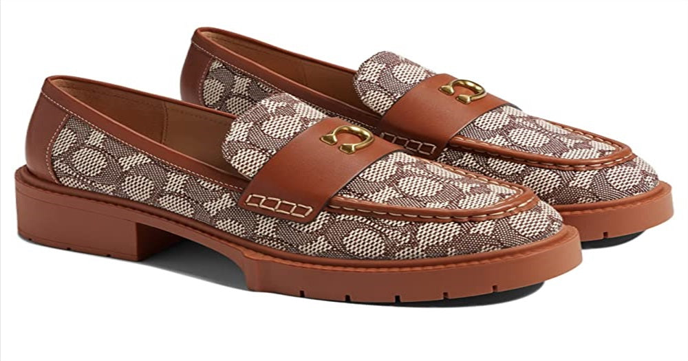 Coach Women's Leah Textured Jacquard Loafer Brown Size 7 B