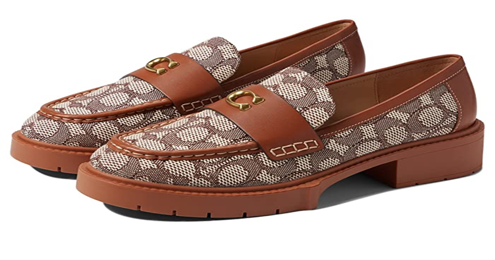 Coach Women's Leah Textured Jacquard Loafer Brown Size 7 B