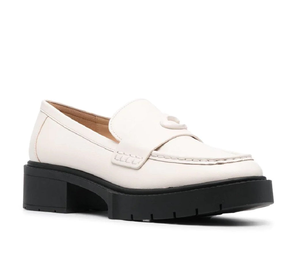 Coach Women's Leah Leather Loafer White Size 8 B