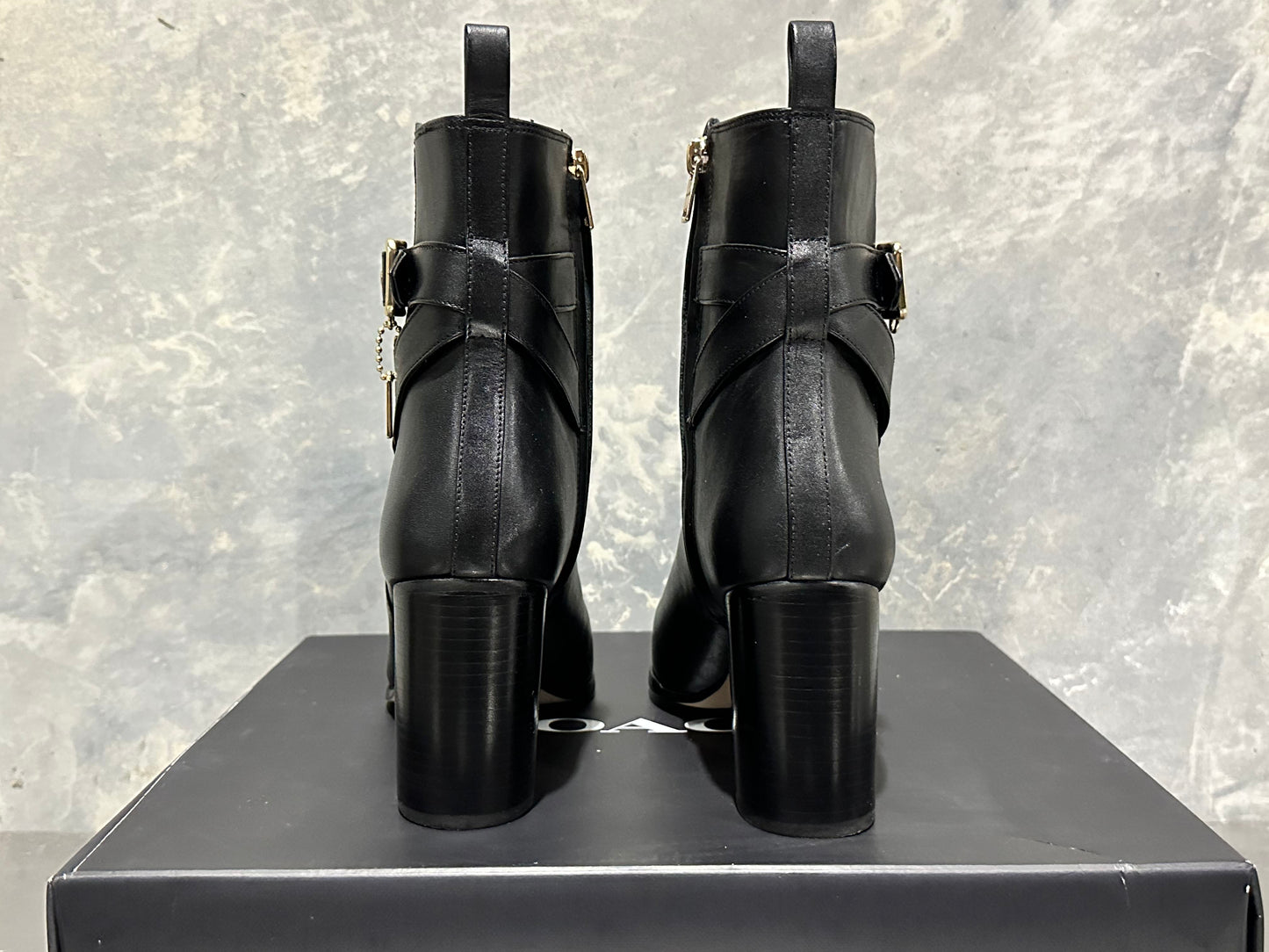 Coach Women's Olivia Leather Bootie Black Size 9 B