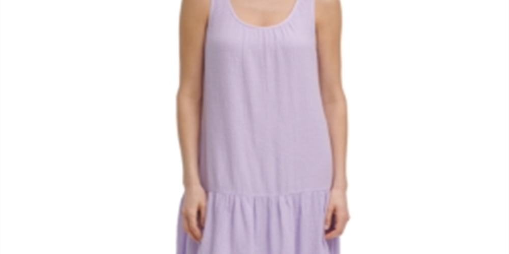 Calvin Klein Women's Solid Gauze Tiered Maxi Dress Purple Size XL