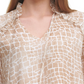 Calvin Klein Women's Printed Ruffle Trim Long Sleeve Blouse Brown Size X-Large