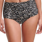 Calvin Klein Women's Animal-Print Pleated High-Waist Bikini Bottoms Swimsuit Black Size Medium